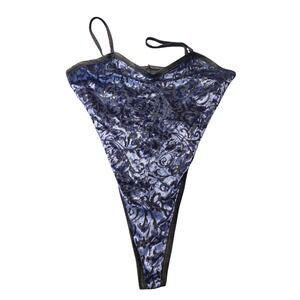 VTG 80s Colesce Couture Crushed‎ Burnout Velvet Bodysuit Large Romantic Sheer...